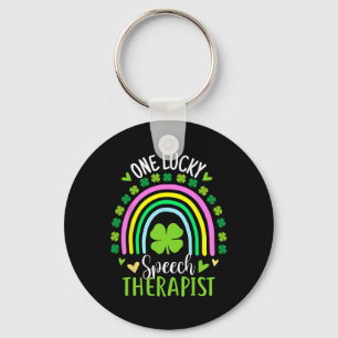 One Lucky Speech Therapist Rainbow St Patricks Day Key Ring