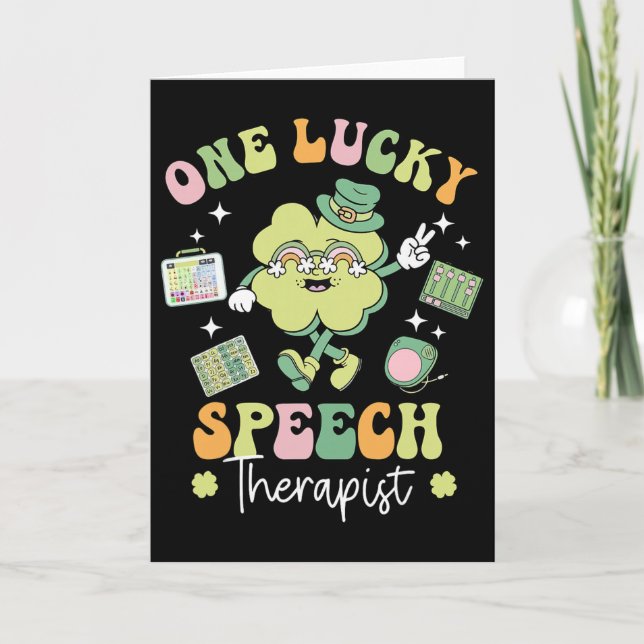 One Lucky Speech Therapist Slp Shamrock St Patrick Card (Front)