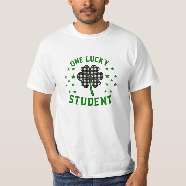One Lucky Student – Shamrock Clover GraphicT-Shirt T-Shirt (Front)