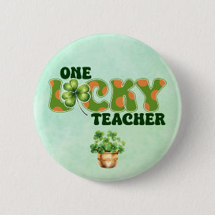 One Lucky Teacher Button