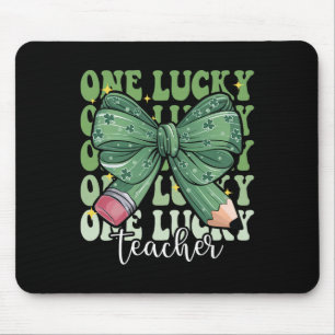 One Lucky Teacher Coquette Bow St Patricks Day Tea Mouse Mat