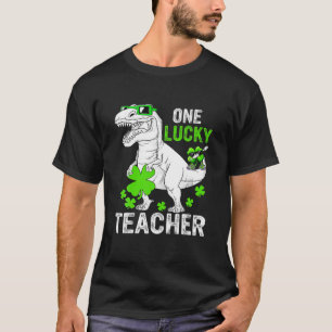 One Lucky Teacher Funny Dinosaur St Patrick’S Day T-Shirt