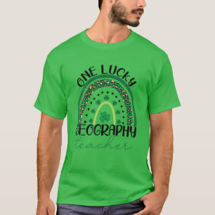 One Lucky Teacher Geography Teacher Rainbow St Pat T-Shirt