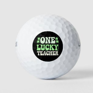 One Lucky Teacher Groovy Retro Teacher St Patricks Golf Balls