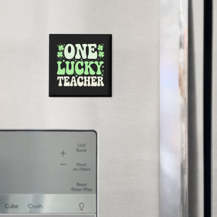 One Lucky Teacher Groovy Retro Teacher St Patricks Magnet