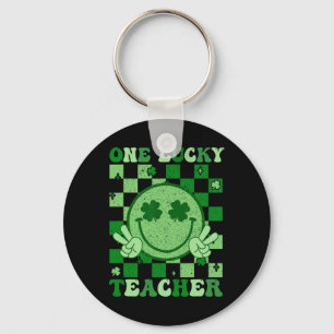 One Lucky Teacher Groovy Smile St Patricks Day Tea Key Ring