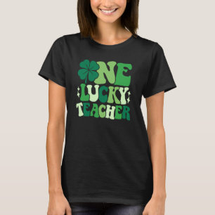 One Lucky Teacher Irish Shamrock Groovy St Patrick T-Shirt