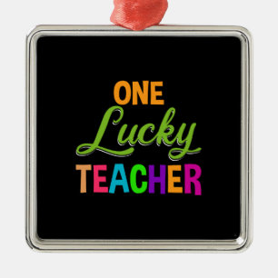 One Lucky Teacher Metal Tree Decoration