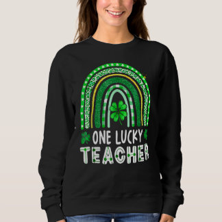 One Lucky Teacher Rainbow Leopard St Patricku2019s Sweatshirt