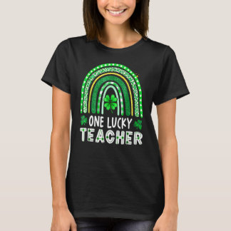 One Lucky Teacher Rainbow Leopard St Patricku2019s T-Shirt