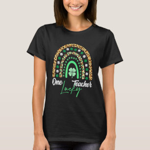 One Lucky Teacher Rainbow Leopard St Patricku2019s T-Shirt