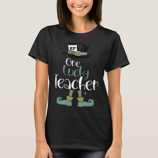One Lucky Teacher Rainbow St Patricku2019s Day T-Shirt (Front)
