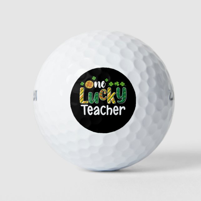 One Lucky Teacher School St Patrick's Day Golf Balls (Front)