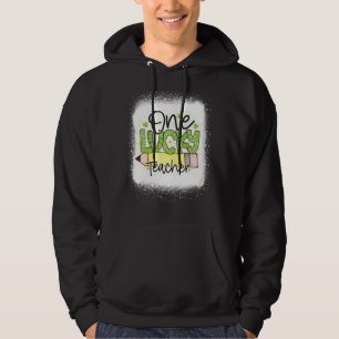 One Lucky Teacher Shamrock Patrick's Day Women Ble Hoodie