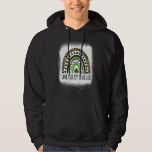 One Lucky Teacher Shamrock Patrick's Day Women Ble Hoodie