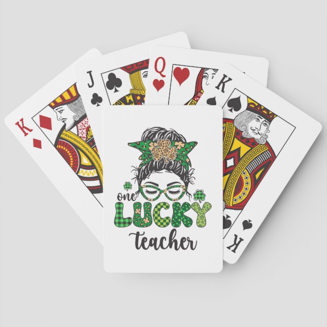 One Lucky Teacher - St. Patrick's Day Playing Cards (Back)