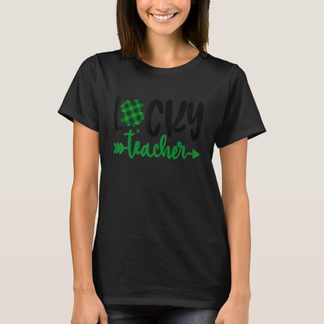 One Lucky Teacher St Patricks Day Shamrock Teacher T-Shirt (Front)