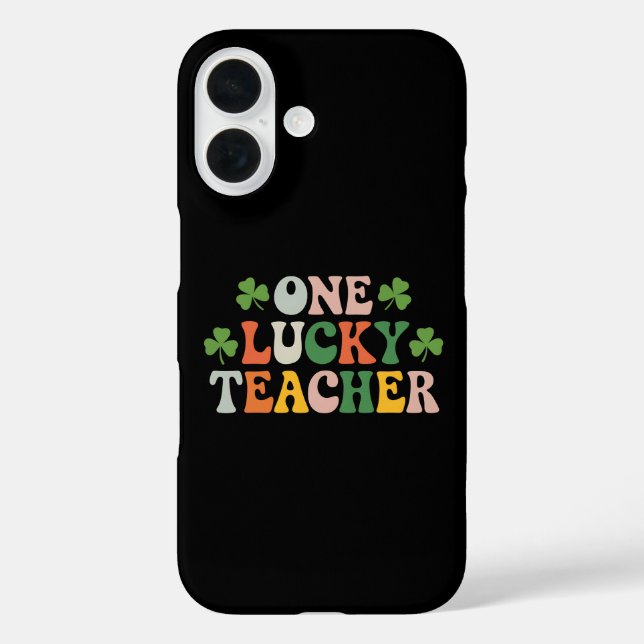 One Lucky Teacher Teaching Retro St Patrick's Day Case-Mate iPhone Case (Back)