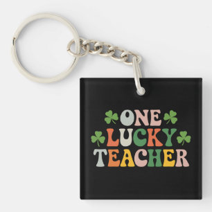 One Lucky Teacher Teaching Retro St Patrick's Day Key Ring