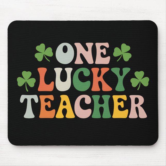 One Lucky Teacher Teaching Retro St Patrick's Day Mouse Mat (Front)