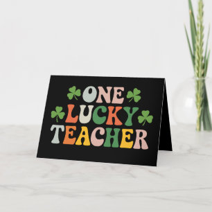 One Lucky Teacher Teaching Retro St Patrick's Day Thank You Card