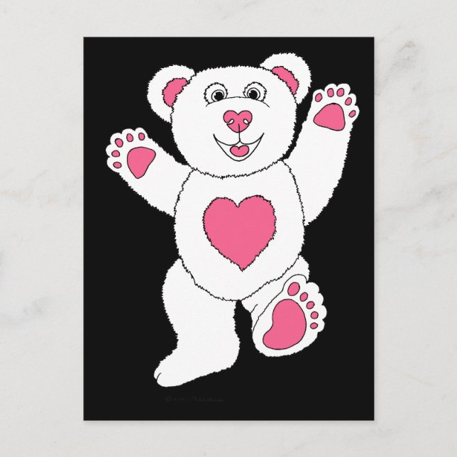 One Lucky Teddy (pink) Postcard (Front)