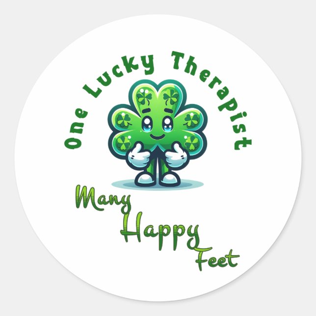 One Lucky Therapist St. Patrick’s Day Fun Design Classic Round Sticker (Front)