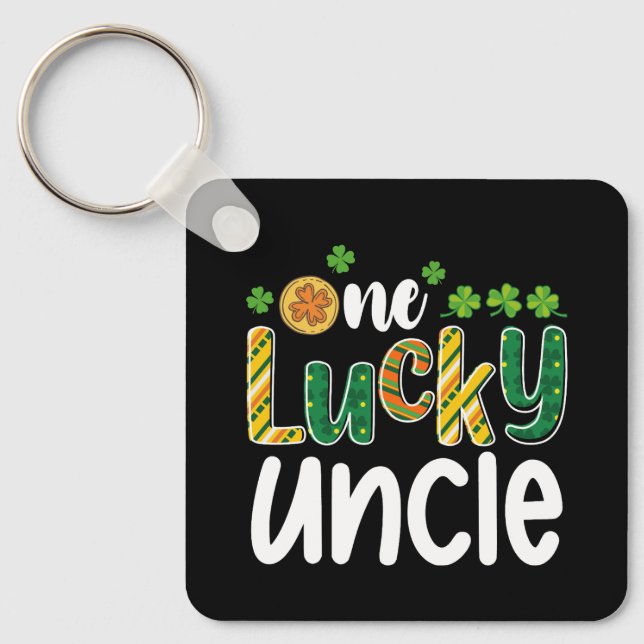One Lucky Uncle Matching Family St Patrick's Day Key Ring (Front)