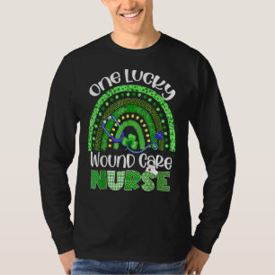 One Lucky Wound Care Nurse Stethoscope St Patrick T-Shirt