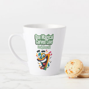 "One Magical Curved Line, Straightens All: smile Latte Mug
