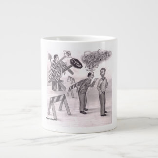One Man Angry Pointing a Finger at Another Man Sta Large Coffee Mug