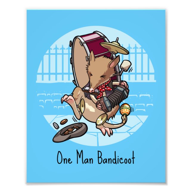 One Man Bandicoot Band Playing Squeeze Box Photo Print (Front)