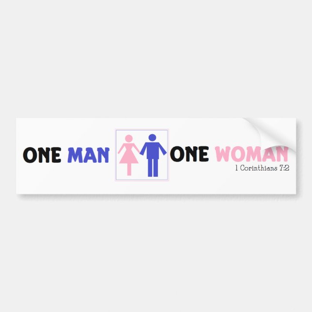One Man One Woman Bumper Sticker (Front)
