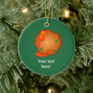 One Meatball for your text and choice background Ceramic Tree Decoration