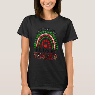 One Merry 4th Grade Teacher Leopard Rainbow Buffal T-Shirt