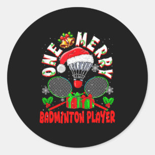 One Merry Badminton Player Christmas Team Matching Classic Round Sticker