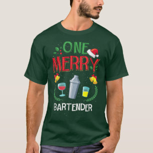 One Merry Bartender Cocktail Bar Ugly Christmas Sw T-Shirt