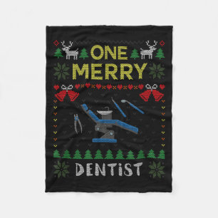 One Merry Dentist Dental Doctor Ugly Christmas Swe Fleece Blanket