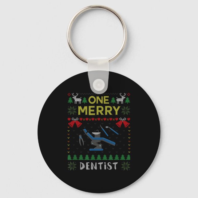 One Merry Dentist Dental Doctor Ugly Christmas Swe Key Ring (Front)