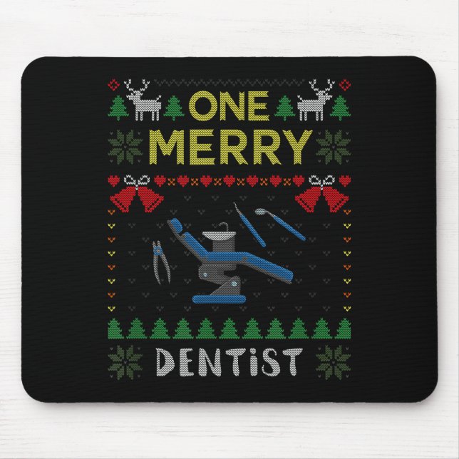 One Merry Dentist Dental Doctor Ugly Christmas Swe Mouse Mat (Front)