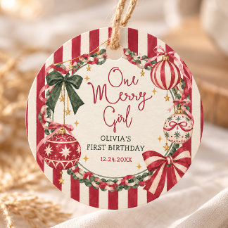 One Merry Girl Whimsical Christmas Birthday Favour Tags
