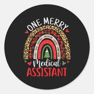 One Merry Medical Istant Rainbow Christmas Cma Nur Classic Round Sticker