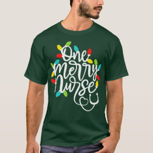 One Merry Nurse Christmas Lights Santa's Favourite T-Shirt