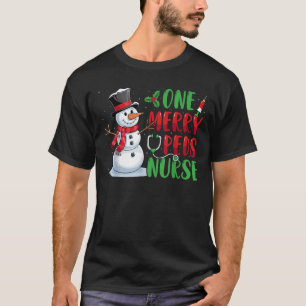 One Merry PEDS Pediatric Nurse Xmas Cute Snowman C T-Shirt