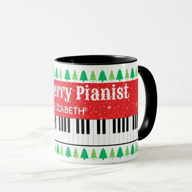 One Merry Pianist Christmas Tree Holidays Mug (Front Right)