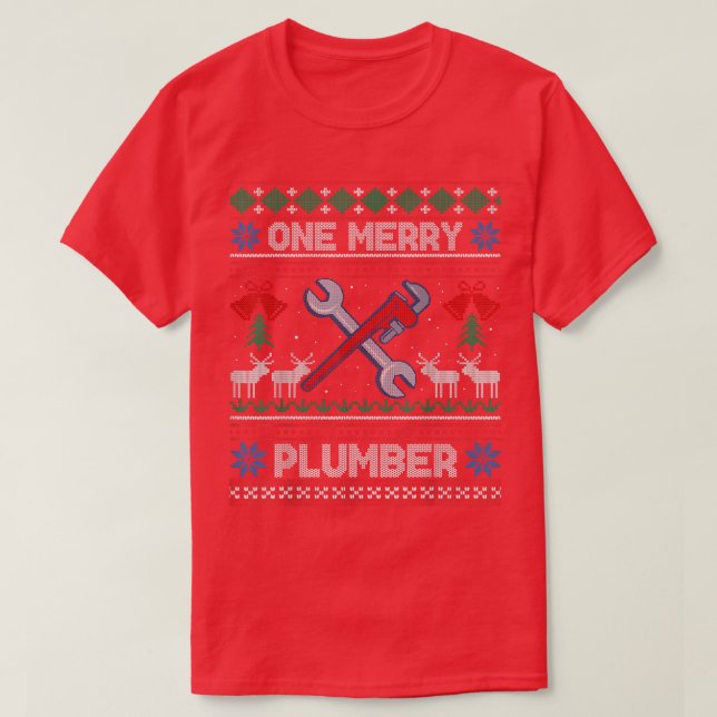 One Merry Plumber Plumbing Ugly Christmas Sweater  (Design Front)