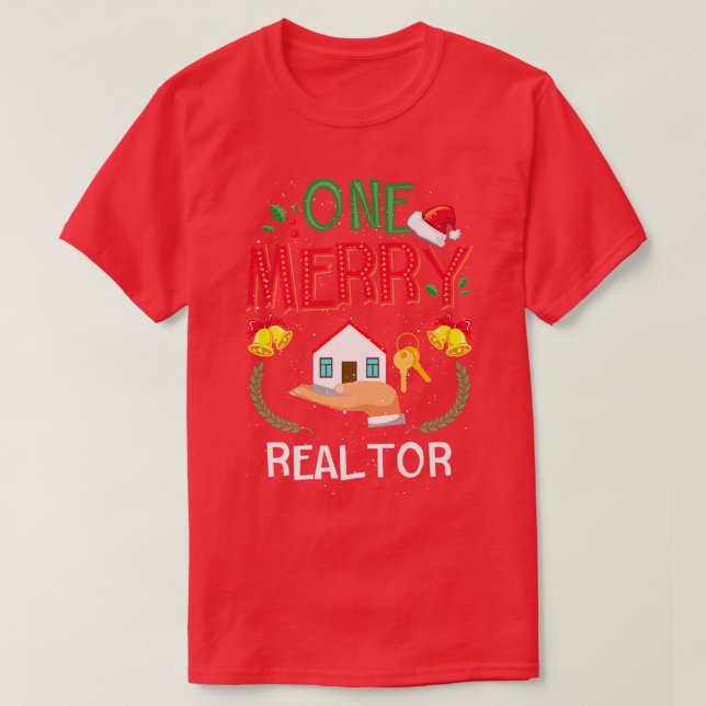 One Merry Realtor Real Estate Ugly Christmas Sweat T-Shirt (Design Front)