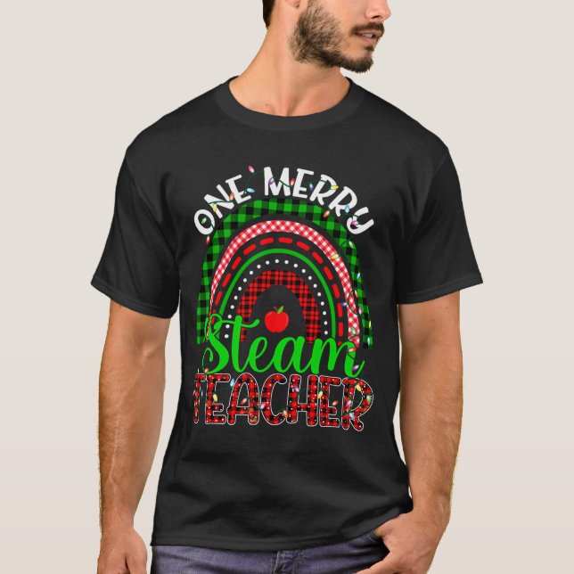 One Merry Steam Teacher Christmas Funny Teacher Ra T-Shirt (Front)