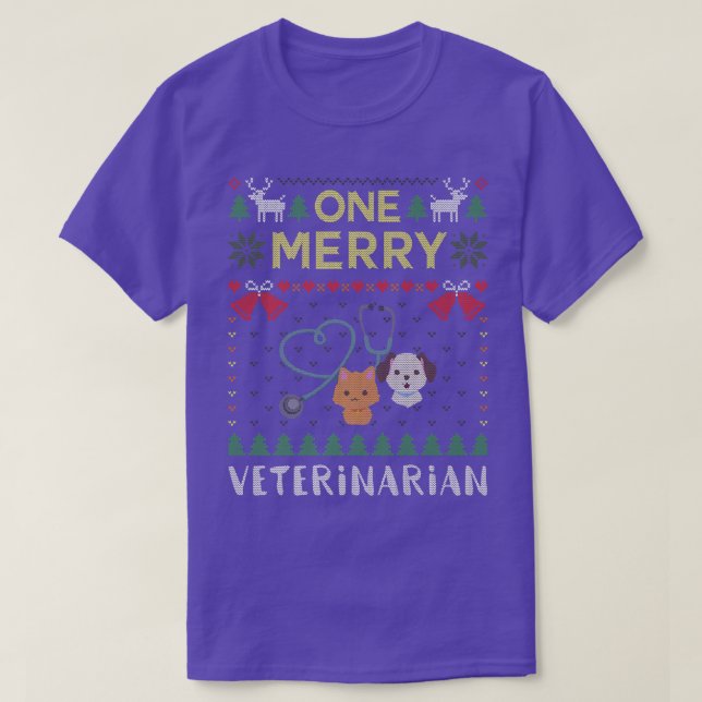 One Merry Veterinarian Pet Doctor Ugly Christmas S T-Shirt (Design Front)