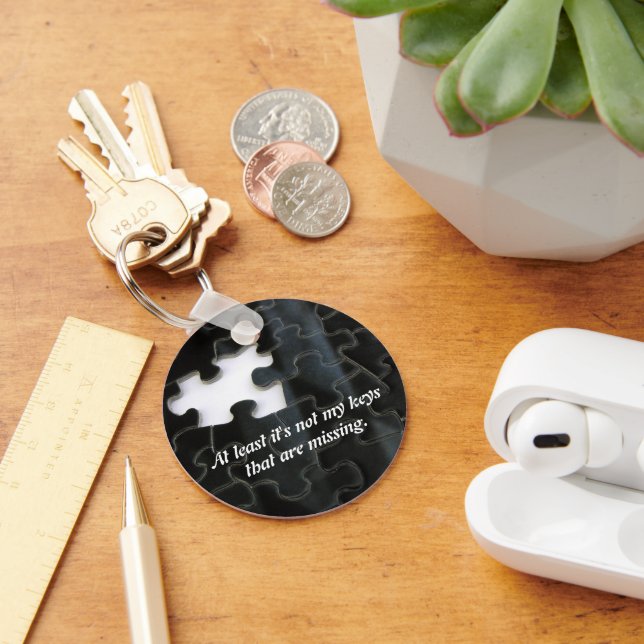 One Missing Puzzle Piece Black White Photo Custom Key Ring (Desk)